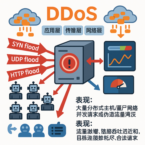 DDoS攻击示意图 DDoS攻击示意图